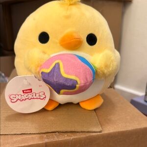 Yellow and Pink Bird Plush with Kawaii Design